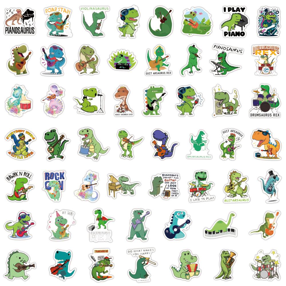 50 New Cartoon Dinosaur Band Graffiti Stickers DIY Laptop Skateboard Suitcase Waterproof Stickers