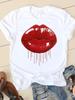 Clothing Summer Short Sleeve Watercolor Lip Sexy New Ladies Casual Unisex Fashion Graphic Tee Tshirts Female T Shirt Clothes