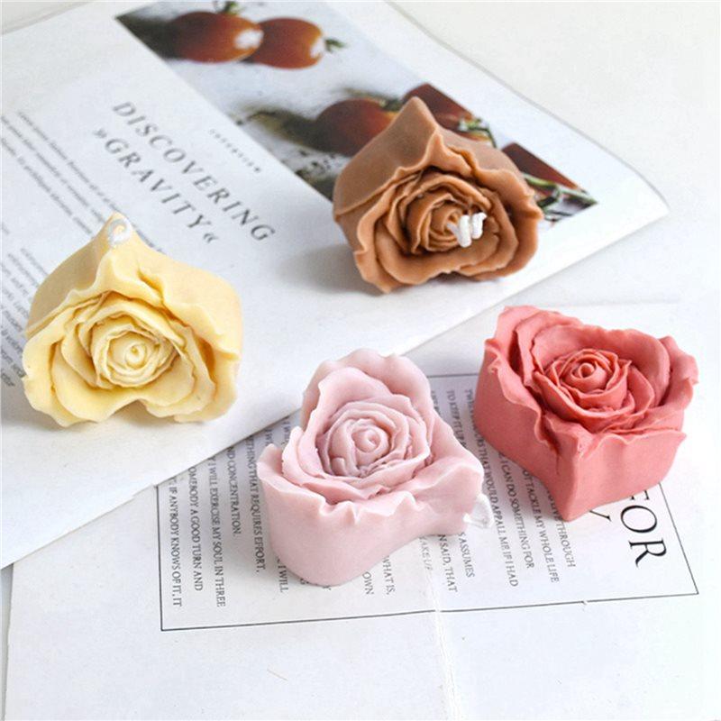 2X Rose Heart Candle Silicone Mold DIY Flowers Shaped Candle Making Soap Resin Mold Craft Valentine's Gifts