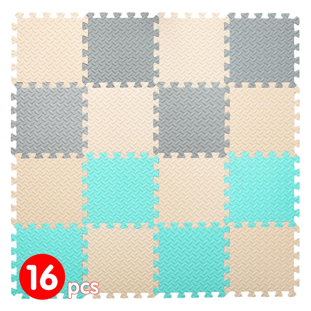 0,4 Zoll / 16 Stück Dicke Quadratische Puzzlematte, 30*30cm EVA-Schaumstoff Baby-Spielmatte für Aktivitäten im Kinderzimmer, Rot/Gelb/Blau/Grün