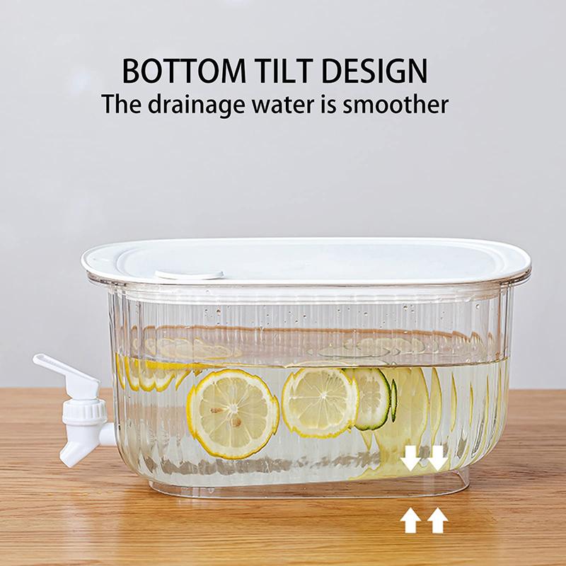 Cold Water Bottle Tea Pots Dispenser Jug Fountain with Faucet Kettle Juice Pitcher Pot for Drink Drinkware Plastic Fridge Can