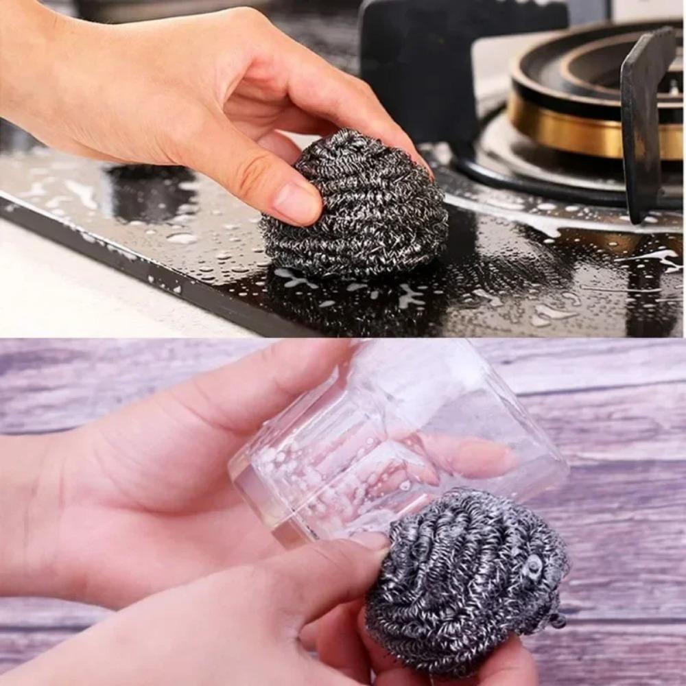Steel Wire Cleaning Ball Dishwashing Pot Pans Scrubber Stainless Steel Balls Rust Removal Brush Utensil Kitchen Cleaner Tools