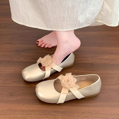 2025 neue Mode Fee Joker flacher Schuh Frühling Blume Damen Ballerinas Schuhe Runde Zehen Damen Freizeit Ballett Stil Schuhe Schuhe