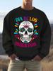 Men'S Fashion Regular Round Neck Sweatshirt, Easy Casual Top for Men, Long Sleeve Round Neck Print Sweatshirt with Letter Patterns And Skull Designs