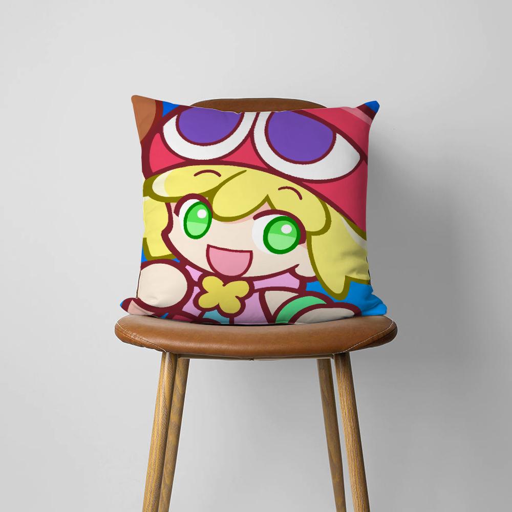Game P-Puyo P-Pop F-Fever Anime Sig For Bedroom Car Coffee Shop Room Soft and Living Room Sofa Decorative Pillow Cover Case