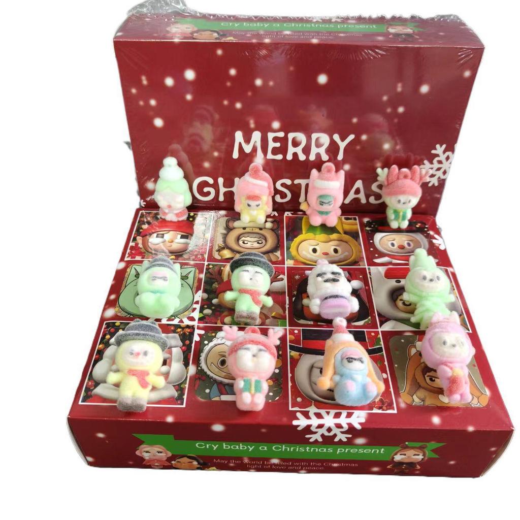 Christmas Flocked Doll Blind Box: 12-Hole Snowman Pendant Toy for Kids