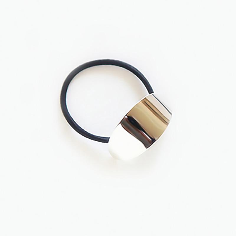 Women Metal Smooth Hairband  Ponytail Holder Vintage Hair Accessories Elastic Hair Rope EMA