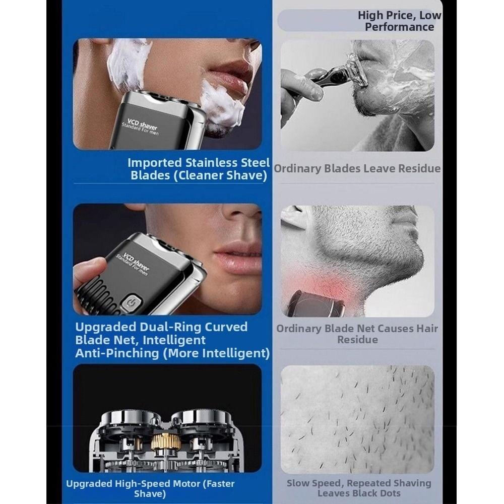 Double Head Pocket Rotary Razor LCD Display Men's Beard Trimmer Face Hair Remover Tool On The Go
