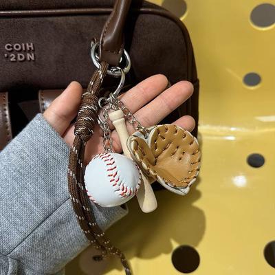 Mini Rękawica Baseballowa Drewniany Kij Keychain Akcesoria do Torebki Damskiej Brelok do Kluczy Samochodu Sportowego Brelok Prezent Dla Mężczyzny Kobiety