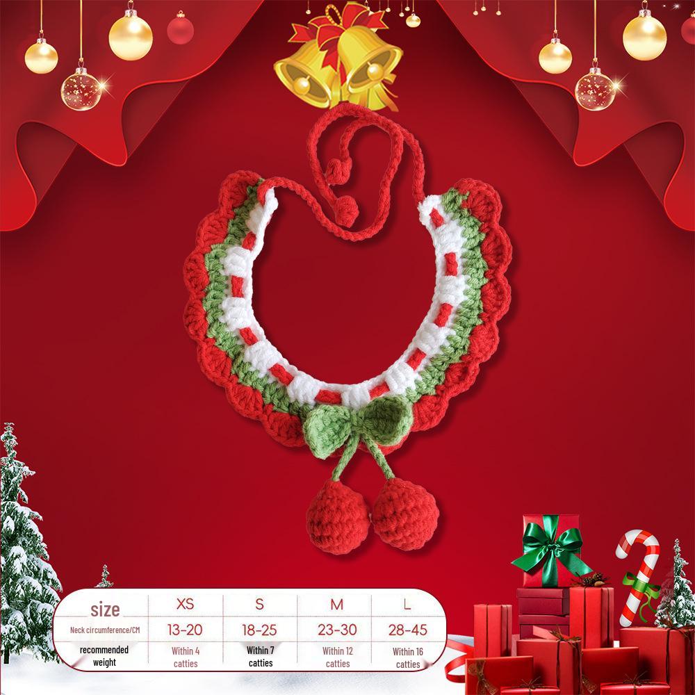 Weihnachts-Strickschal für Haustiere & Katzen-Lätzchen-Anhänger