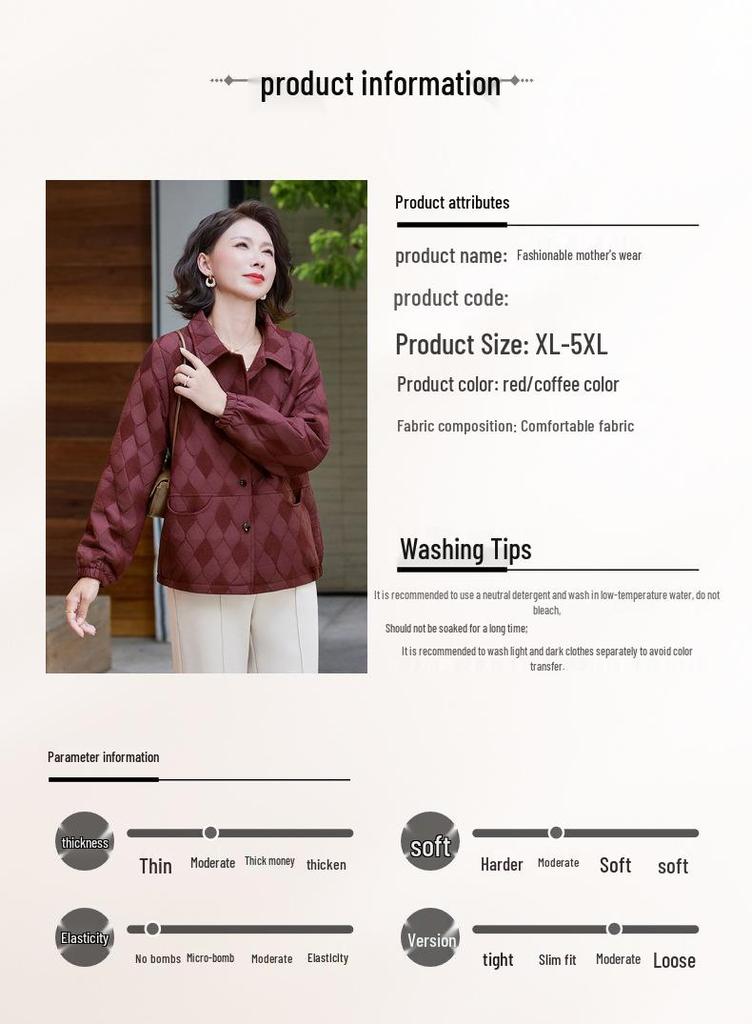 Autumn-Lapel Casual Jacket: Age-Reducing Fashion for Middle-aged and Elderly Women