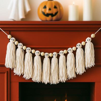 Halloween Δημιουργική Χειροποίητη Φούντα Σημαία Τοίχου Διακόσμηση Κρεβατοκάμαρας Κρεμαστό