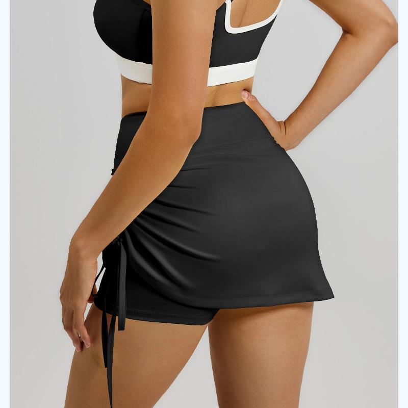New Summer Wrinkled Sports Skirt Female Anti Exposure High Waisted Running Fake Two Piece Short Yoga Shorts for Women