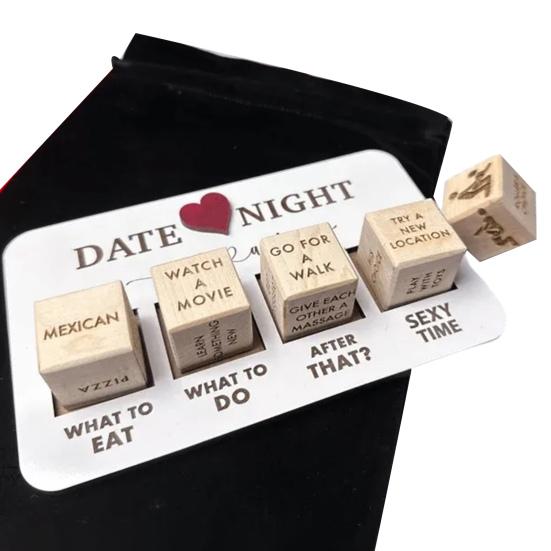 1 Set Würfel-Set für Datum und Nacht, lustig, was zu tun ist, verschiedene Stile, robustes Holz, wiederverwendbar, Würfel für Paare, Valentinstag, Jahrestage, Geburtstage, Geschenk