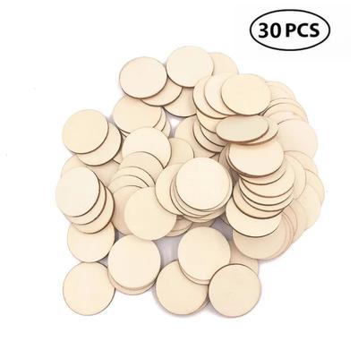30 Piezas de Círculos de Madera de 40 mm para Manualidades Redondas de Madera en Blanco sin Terminar Rodaja Recortes de Madera para Manualidades DIY Decoración de Navidad
