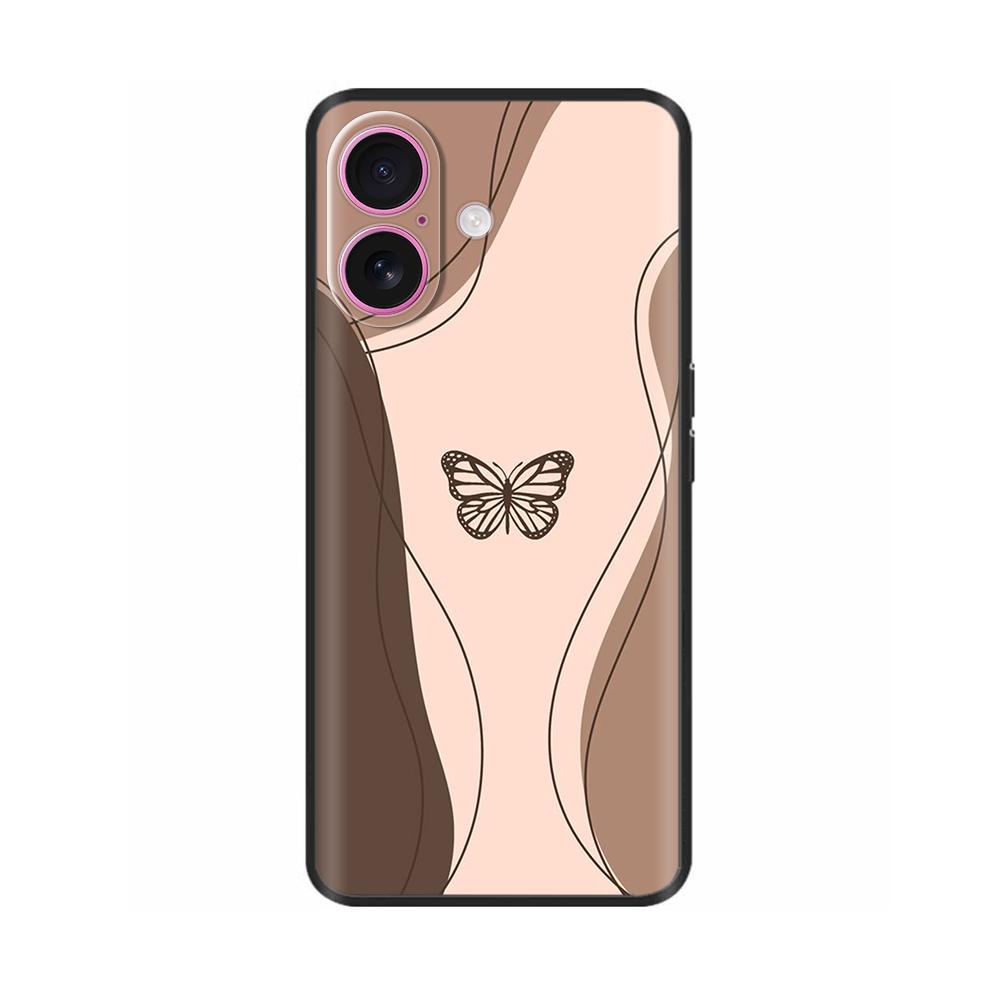 Case For Apple iPhone 16 16 Pro Max Plus Heart Butterfly Full Protection Soft Liquid Silicone Cover for iPhone 16 Plus Pro Max