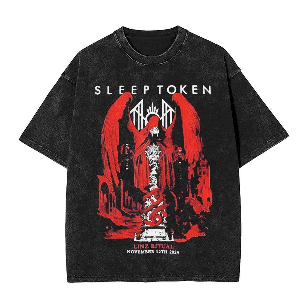 Sleep Rock Music Tokensd Aj v Arkádii Tričko Hip Umyté Krátky Rukáv High Street Tričko Móda pre Mužov Ženy