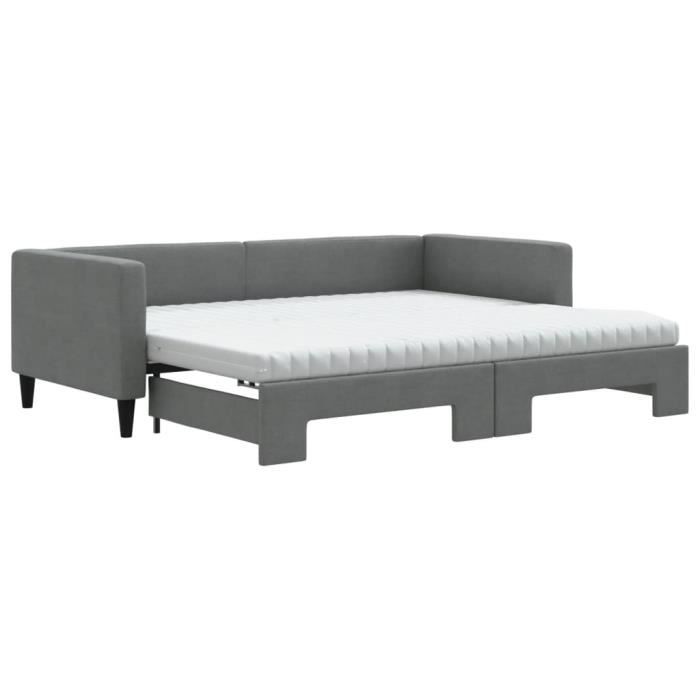 VidaXL Daybed with Trundle and Mattress Dark Grey 90x190 Cm Fabric 3196607