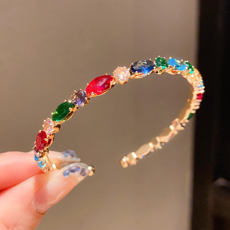 Geometric Zircon Open Cuff Bracelet For Women Fashion Jewelry Accessory