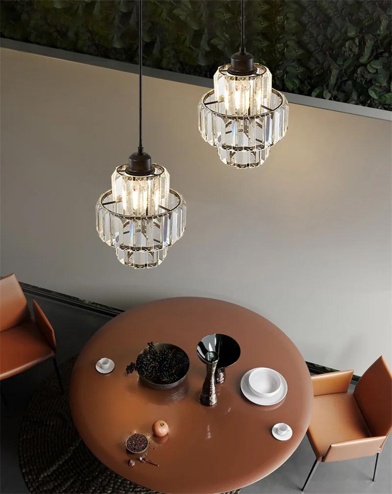Dining Room Crystal Chandelier Golden Kitchen Island Hanging Light Interior Decor Luxury Modern Led Ceiling Lamp Pendant Light