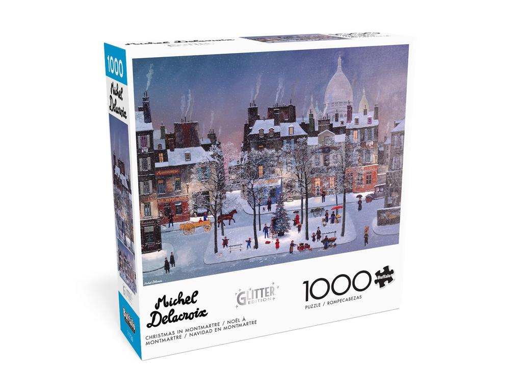 Buffalo Games - Michel Delacroix - Christmas in Montmartre - 1000 Piece Glitter Jigsaw Puzzle Holiday Puzzle for Adults - Precisely cut pieces, festiv