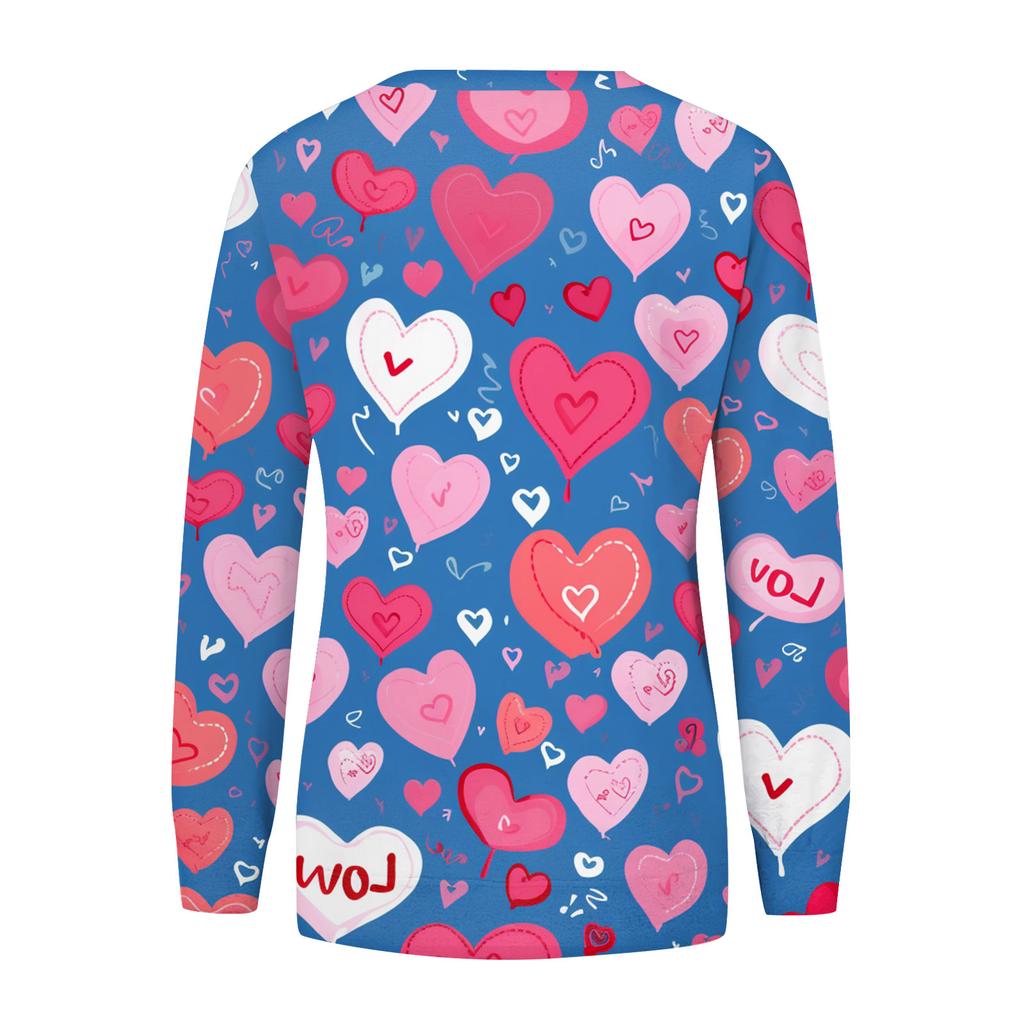 Women's Fashion Casual Long Sleeve  Printed Neck Sweatshirt Top