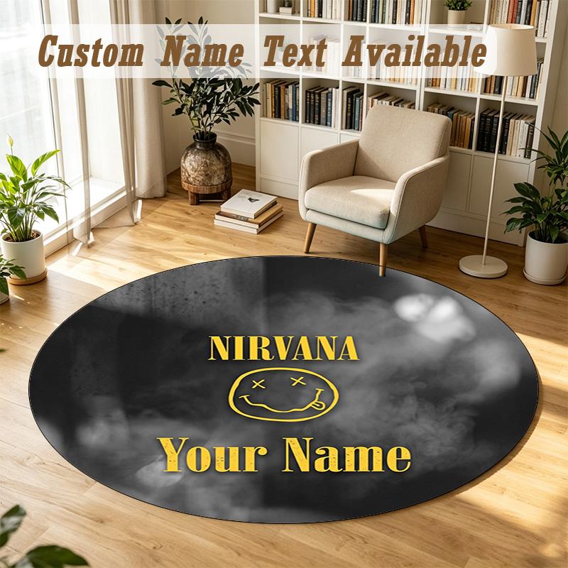 Round Rug Custom NameNirvana Pattern Non Slip Carpet Home Floor Decor