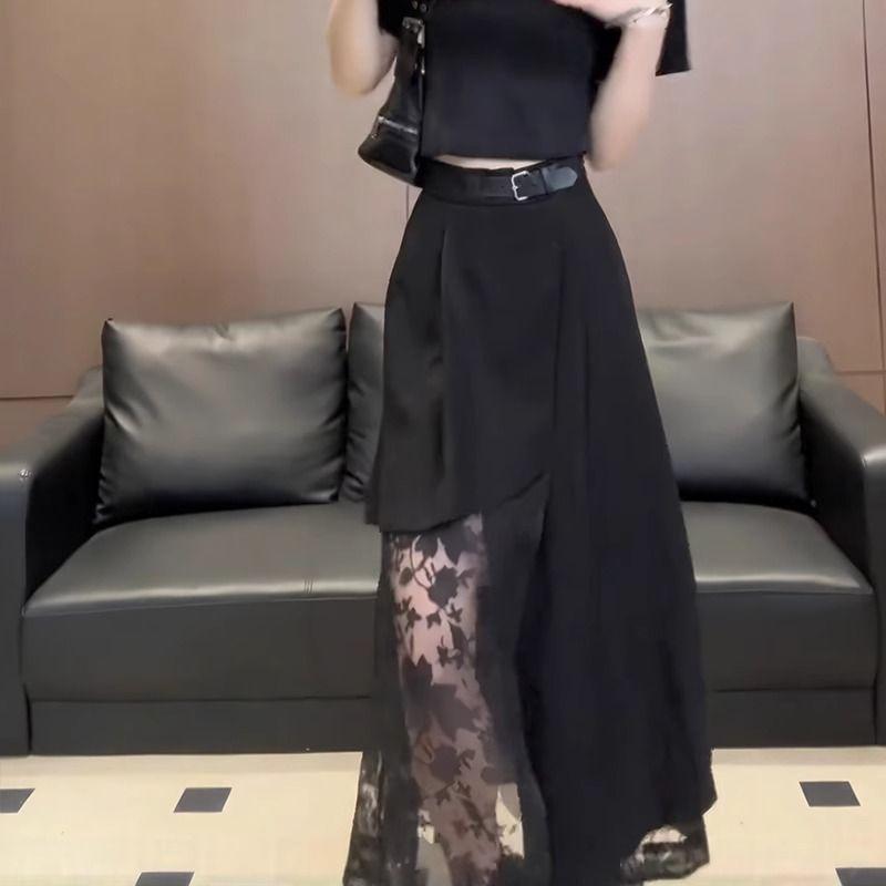 Irregular Skirt Bow Tie Drawstring Floral Skirt Half Body Skirt Girlish Style Small Stature High Waist A-line Skirt