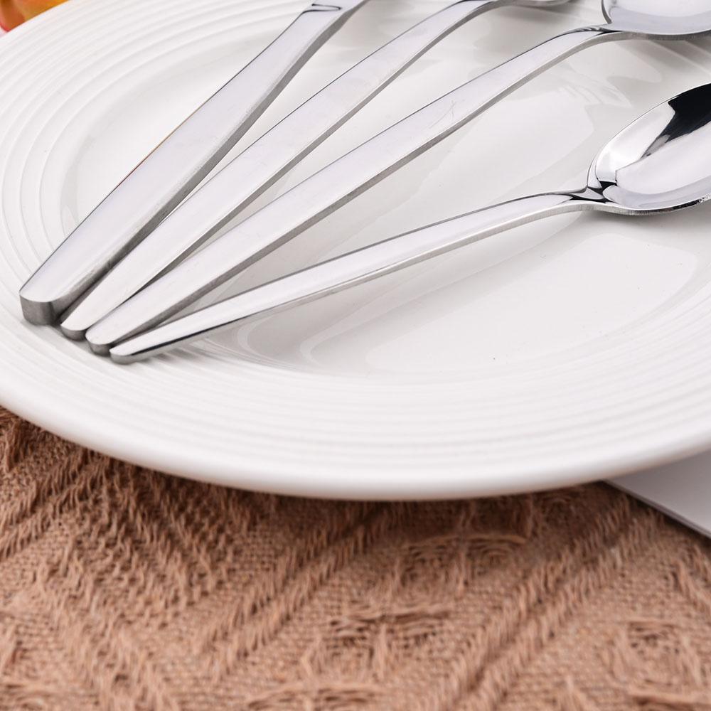 4pcs High-quality Mirror Dinnerware Set Silver Stainless Steel Tableware Set Reusable Knife Fork Spoon Dining Table Utensils