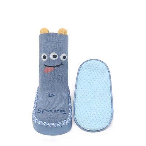

Носки для новорожденных на резиновой подошве, осенне-зимние носки с принтом для маленьких девочек и мальчиков, противоскользящая обувь для малышей, От 0 до 18 месяцев M синий