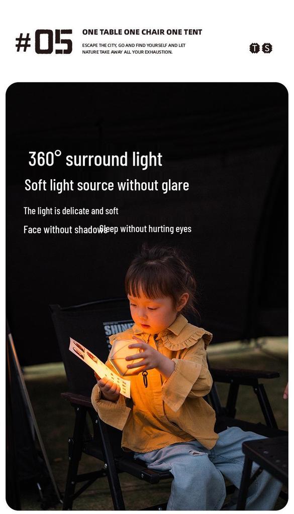 Mountain Fun ShineTrip Magnetic Tent Light - Multi-gear, Long Battery, Waterproof, Tap Control