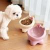 Bevel Ceramic Cat Food Bowl Cute Pets Drinkers for Cats Protect Neck High Feet Dog Bowl Anti-Flip Slow Feeding Bowl Pet Supplies
