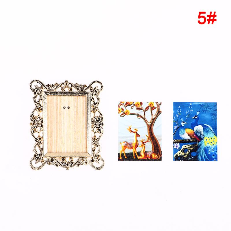 Dollhouse Miniatures 1/12 European Vintage Picture Frame Hanging Famous Painting Mural Wall Picture Photo Frame Simulation Model