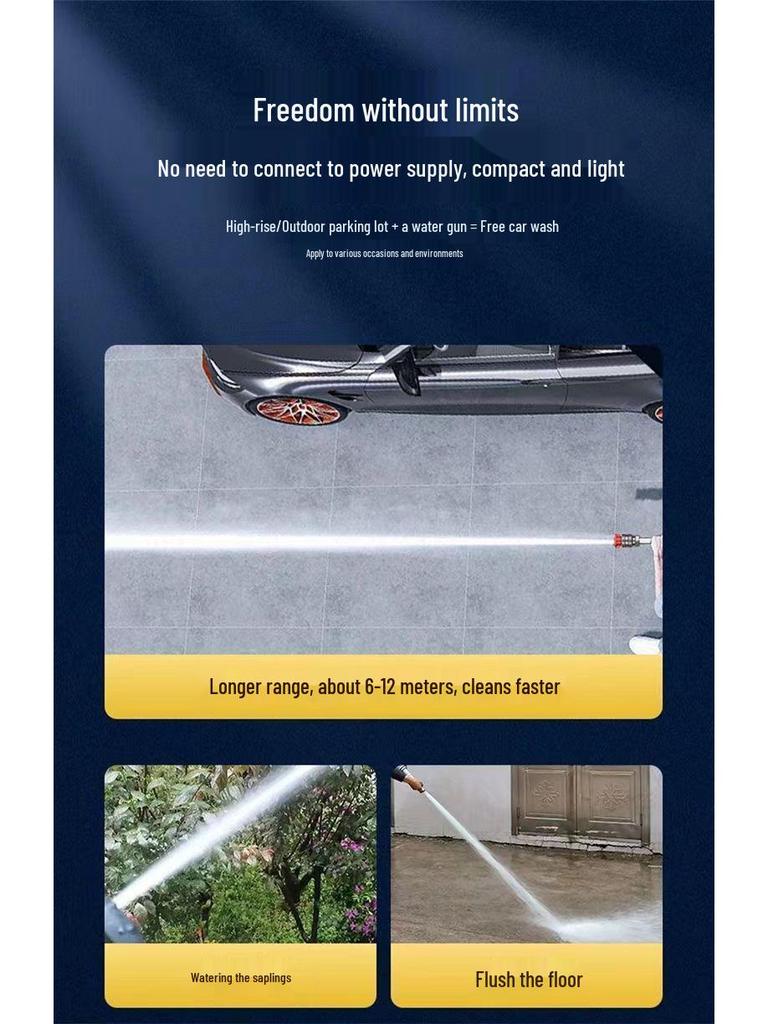 Cordless High-Pressure Car Wash Water Gun with Rechargeable Battery