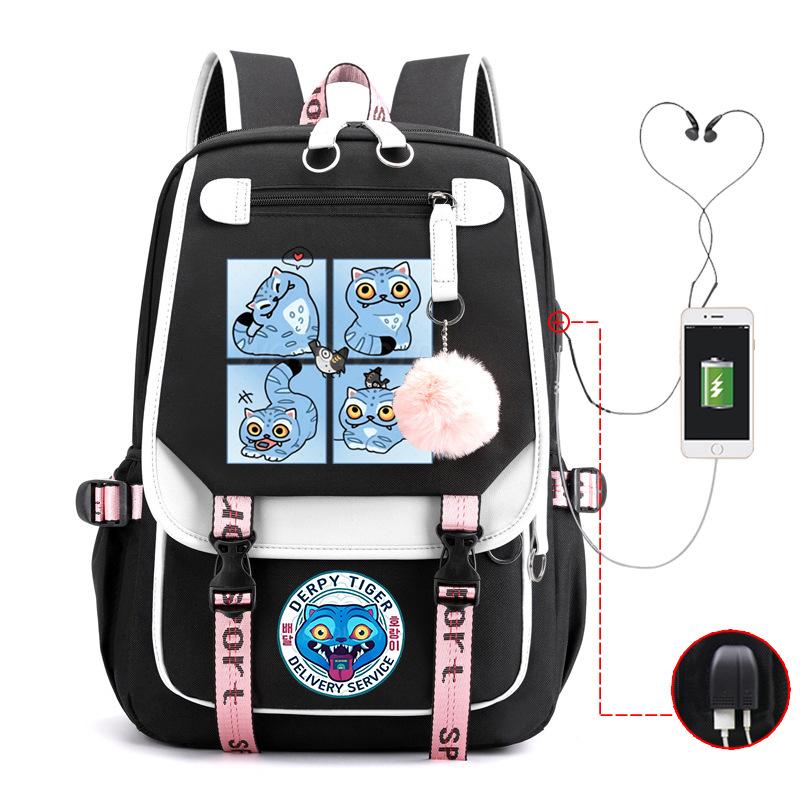 Demon Hunters Cartoon Printing Fashion Children's Backpack Lightweight Primary and Secondary School Student Campus School Bag Neutral