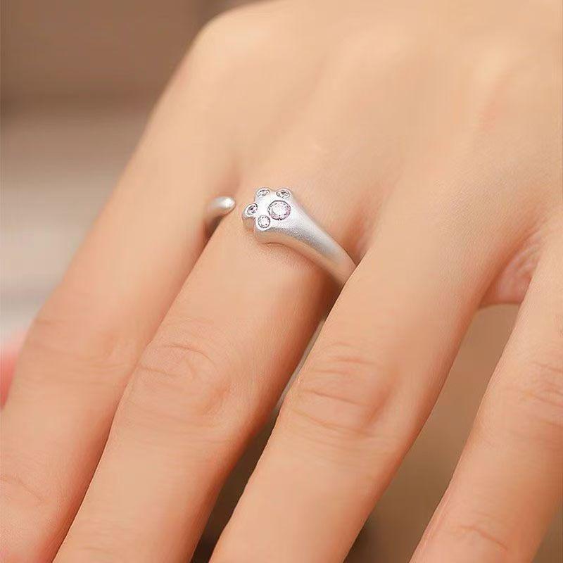 Inele de Cuplu Ajustabile cu Lăbuțe de Pisoi Desen Animat, Unisex, Drăguțe, Lux Ușor, Perfecte ca Cadou de Ziua de Naștere.