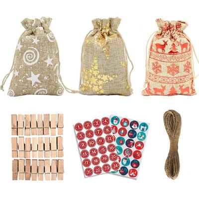 Weihnachts-Adventskalender Geschenktüten-Set 24 Geschenkbeutel-Kit Xmas Festival