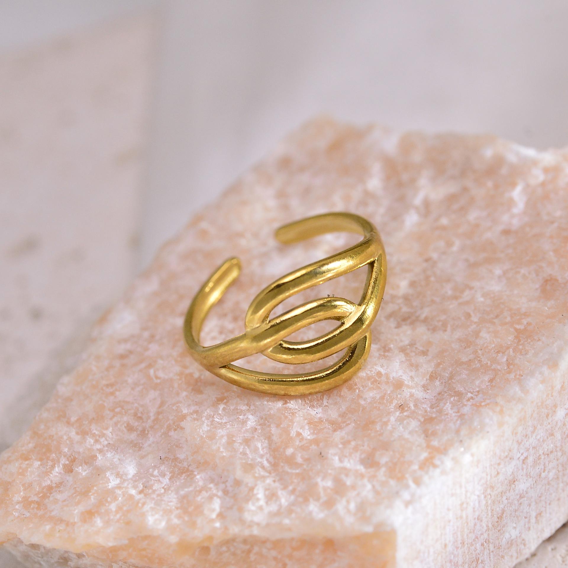 High-End Stainless Steel Geometric Open Ring - Minimalist Fashion Jewelry