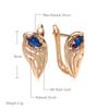 New Trendy Blue Natural Zircon Earrings For Women  Rose Gold Leaf Earrings Unusual Vintage Wedding Jewelry  New