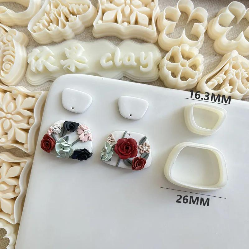 Maple Leaf/Leaf Wreath/Flower/Drop/Frame Shaped Clay Molds Plants Style Cutting Molds Tools For DIY Earring Ring Jewelry Making