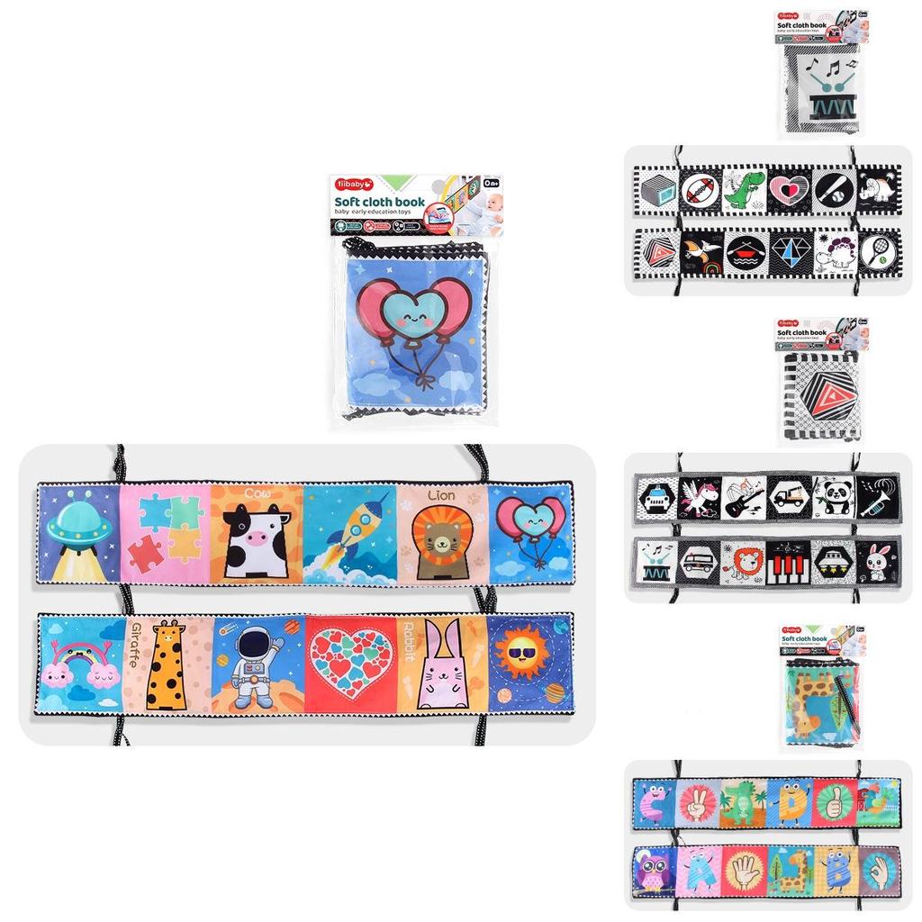 Double-sided Colorful Black And White Cloth Book For Babies With Cognitive Shape Animals