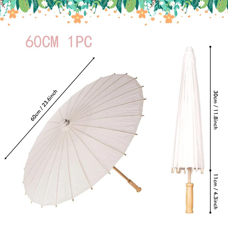 

60/84см Бумажный зонтик Белый Китайские зонтики из промасленной бумаги Реквизит для фотосъемки для детей DIY Вечеринка в честь рождения ребенка Свадьба в деревенском стиле