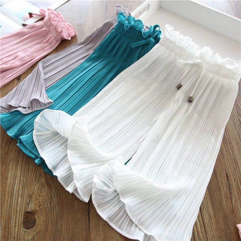Girls' Wide-Leg Mosquito-Proof Summer Pants - Casual 9-Point Pants for Little to Big Girls