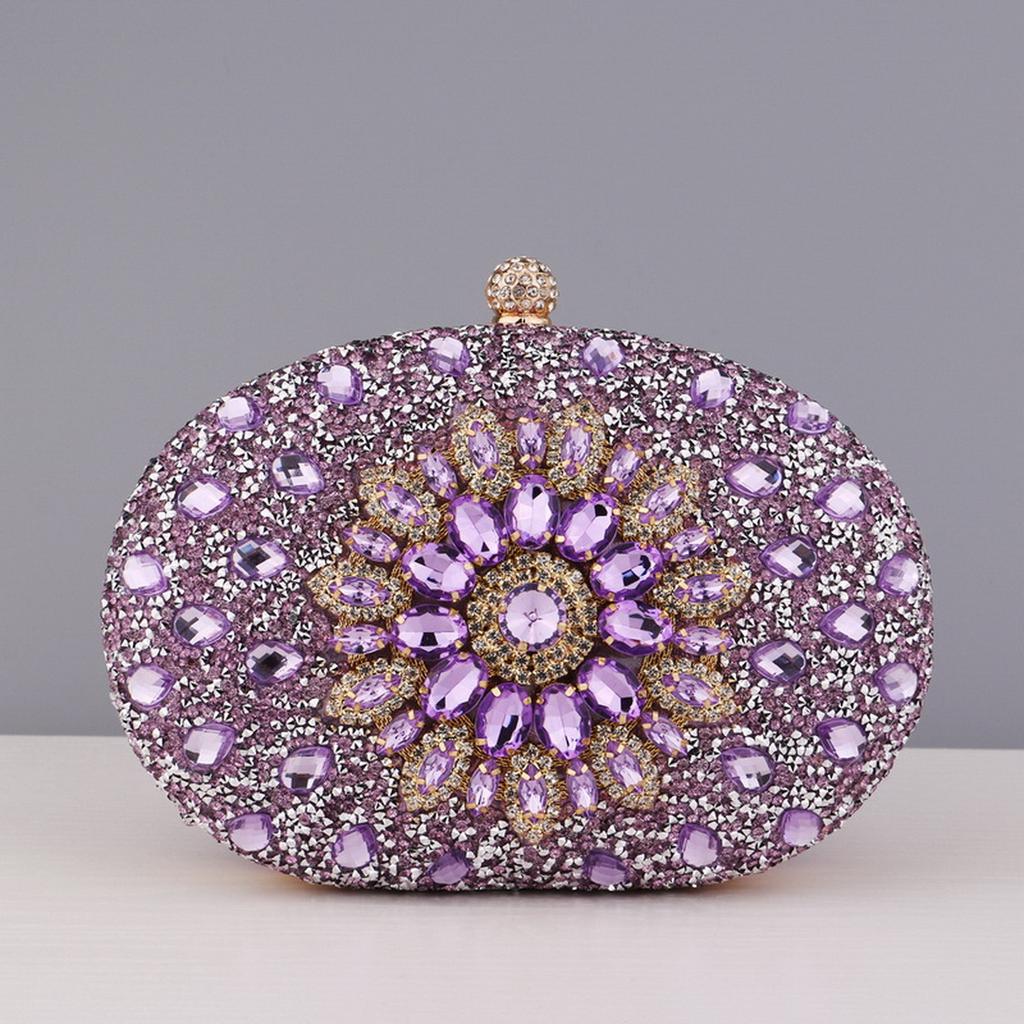 Rhinestone Clutch Purses for Women Evening Wedding Formal - Round Pearl Clasp Handbag - Crystal Diamond Bag