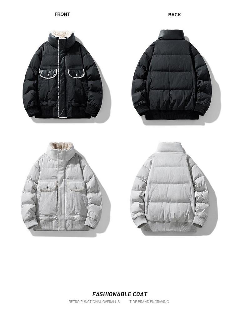 MLB & NY Co-Branded 2025 Winter Men's Down Jacket with Lamb's Wool Patchwork