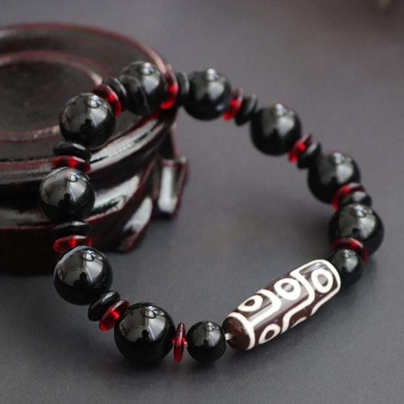 Juan Yu Schwarzer Achat & Neunäugige Dzi-Perle Armband MN3063001