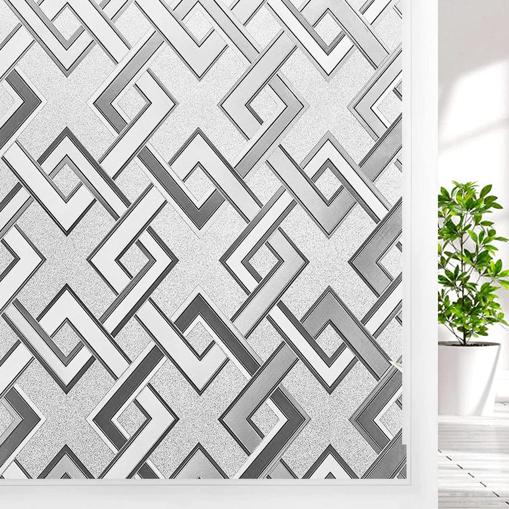 Frostat fönsterinsynsskydd Värmeisolerande statisk häftande icke-självhäftande film för hem fönsterdekaler i färgat glas vinyl