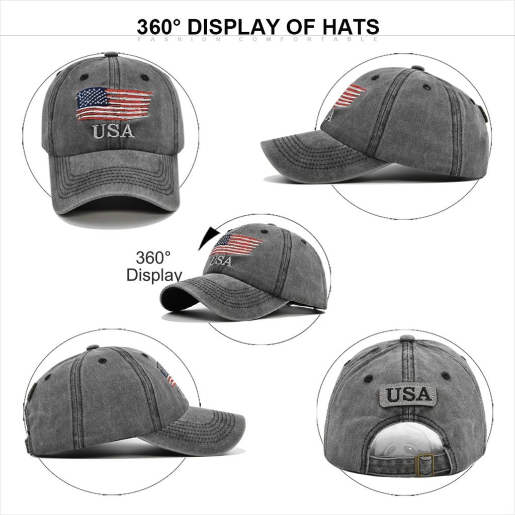 Denim Usa Baseball Cap Patriotic Fashion Mens Casual Hat Trendy American Flag Snapback Stylish Vintage Dad Hat