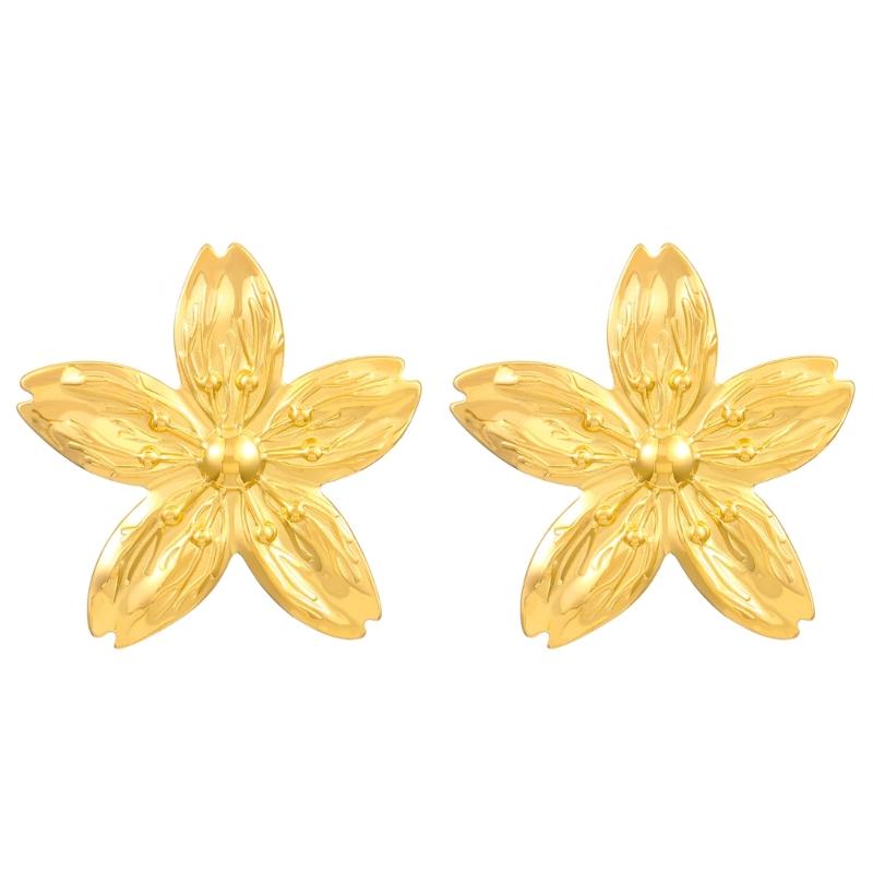 Stainless Steel Petal Flower Earrings Distinctive Gold Flower Earrings Adornment Portable Ear Studs Charm for Parties