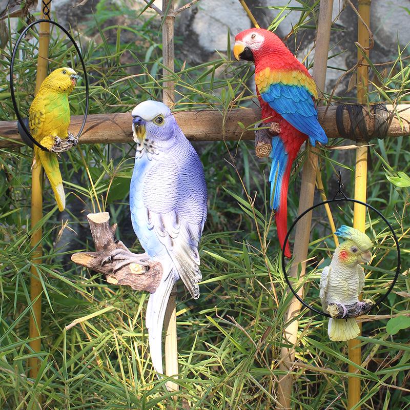 Parrot Tree Decoration: Cross-border Bird Model Resin Ornament for Courtyard